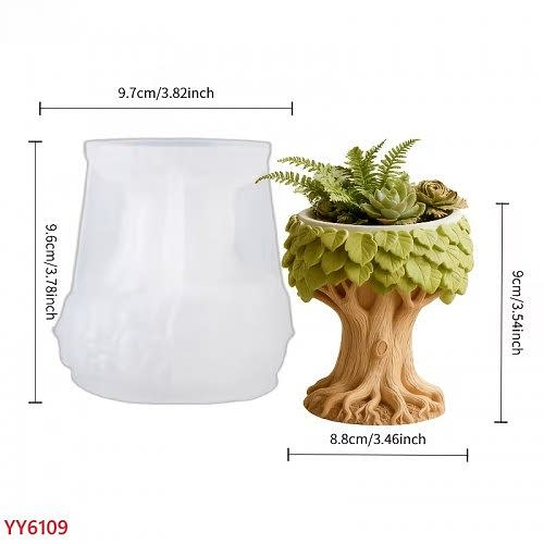 YY6109 Ağaç Tasarımlı Sukulent Saksı Silikon Kalıp